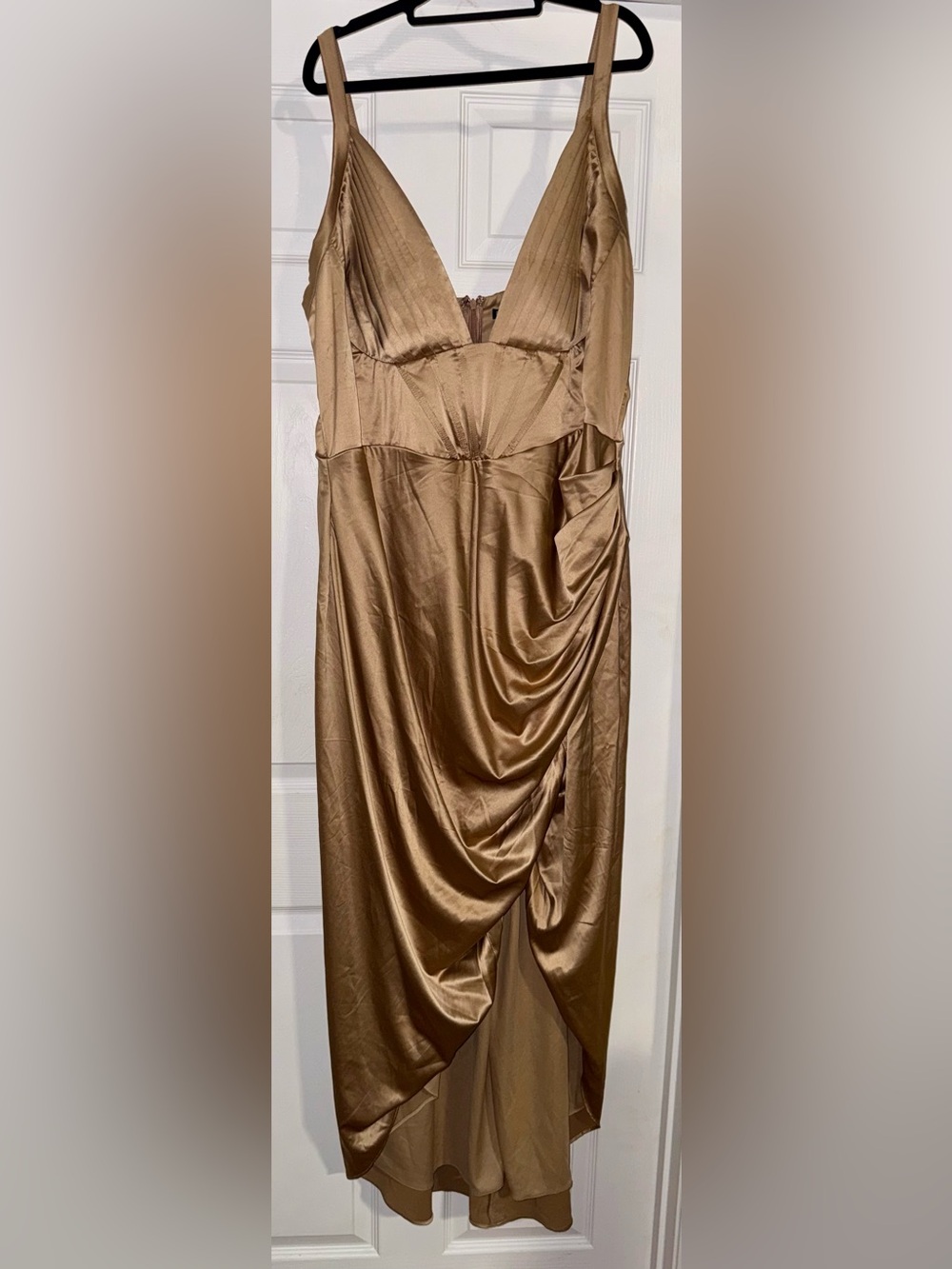 Pre-Loved Draped Satin Maxi Slip Dress in Bronze